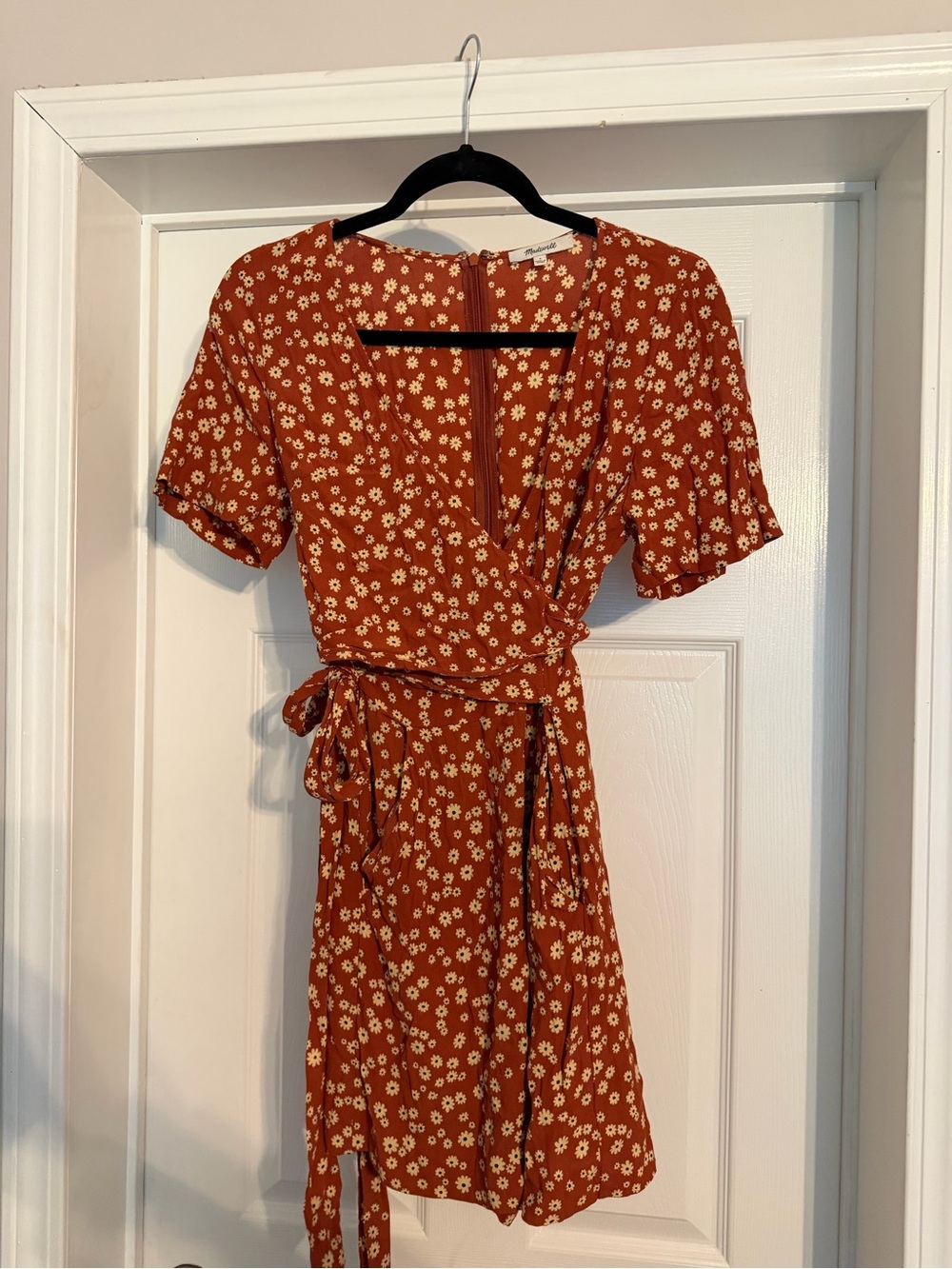 Women's Rust Floral Wrap Romper